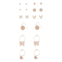 Rose Gold Butterfly Stud And Sleeper Earring Pack - link has visual effect only