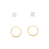 Gold Plated Sterling Silver Diamante Stud And Hoop Pack - link has visual effect only