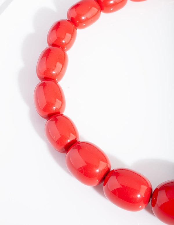 Red Acrylic Short Bead Necklace