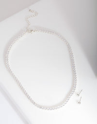 Silver Cubic Zirconia Jewellery Set - link has visual effect only