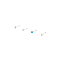 Rhodium Synthetic Opal Nose Pin 4 Pack - link has visual effect only