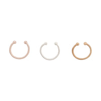 Mixed Metal Diamond Cut Septum Nose Ring 3 Pack - link has visual effect only