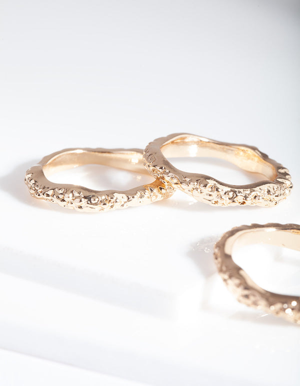 Gold Molten Layered Ring Stack