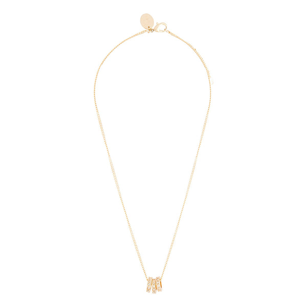 Gold Triple Diamante Rings Short Necklace