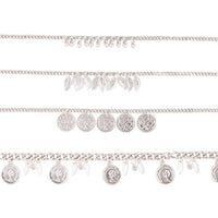 Antique Silver Anklet Bracelet 4 Pack - link has visual effect only