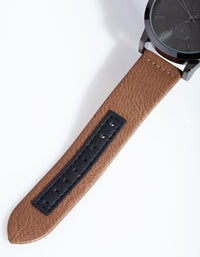 Brown and Black PU Strap Watch - link has visual effect only