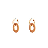 Gold Wood Brown Huggie Hoop Earrings - link has visual effect only