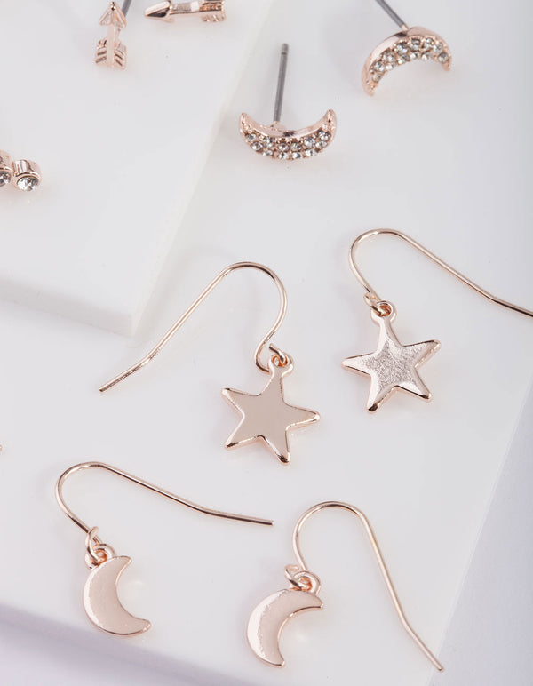 Celestial Rose Gold Earring Pack