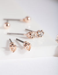 Rose Gold Lock Key Earring 5 Pack - link has visual effect only