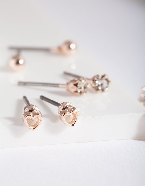 Rose Gold Lock Key Earring 5 Pack