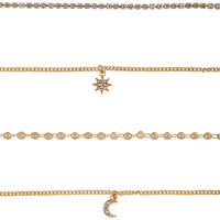Gold Celestial Anklet Bracelet 4 Pack - link has visual effect only