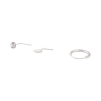 Sterling Silver Stud, Leaf And Hoop Pack - link has visual effect only