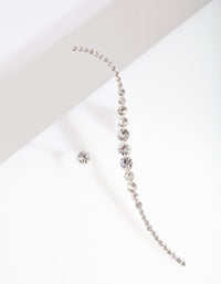 Silver Diamante Curved Bar Earrings - link has visual effect only