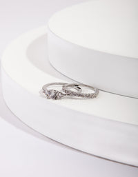 Rhodium Cubic Zirconia Vintage Ring Stack - link has visual effect only