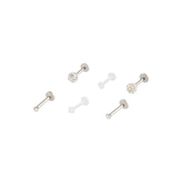 Surgical Steel Silver Pave Flat Back Earring Pack - link has visual effect only