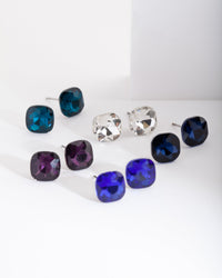 Blauwe en paarse edelsteen oorbellenset - link has visual effect only