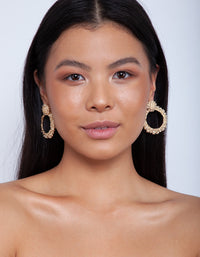 Gold Texture Loop Drop Earrings - link has visual effect only