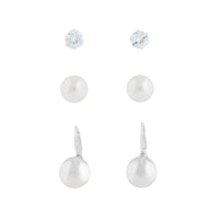 Cubic Zirconia Pearlised Bead Earring 3 Pack - link has visual effect only