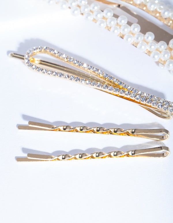Mix & Match Pearl and Diamante Clip 4 Pack