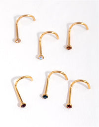 Surgical Steel Gold Classic Gem 6-Pack Nose Stud - link has visual effect only