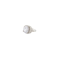 Rhodium Square Cubic Zirconia Ring - link has visual effect only