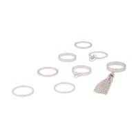 Silver Diamond Cut Tassel Charm Ring 8 Pack - link has visual effect only