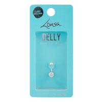 Sterling Silver Cubic Zirconia Belly Bar - link has visual effect only