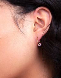 Gold Plated Sterling Silver Flower Hoop Earrings - link has visual effect only