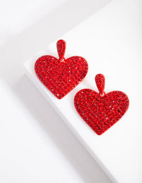 Red Diamante Statement Heart Earring - link has visual effect only