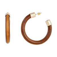Gold Metal Cap Wooden Hoop Earrings - link has visual effect only
