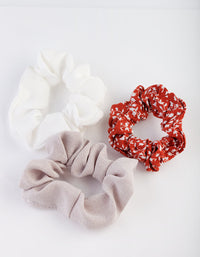 Floral Linen Scrunchie 3 Pack - link has visual effect only