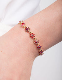 Gold Red Gem Floral Bracelet - link has visual effect only