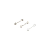 Surgical Steel Diamante Clear Tongue Bar 3 Pack - link has visual effect only