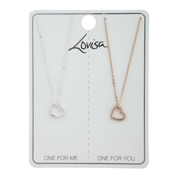Tear and Share Gold Silver Cut-out Heart Necklace Pack