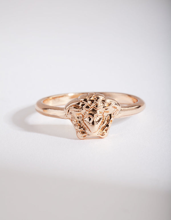 Gold Mini Medusa Head Ring