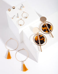Gold Tortoiseshell Acrylic Earring 6 Pack - link has visual effect only