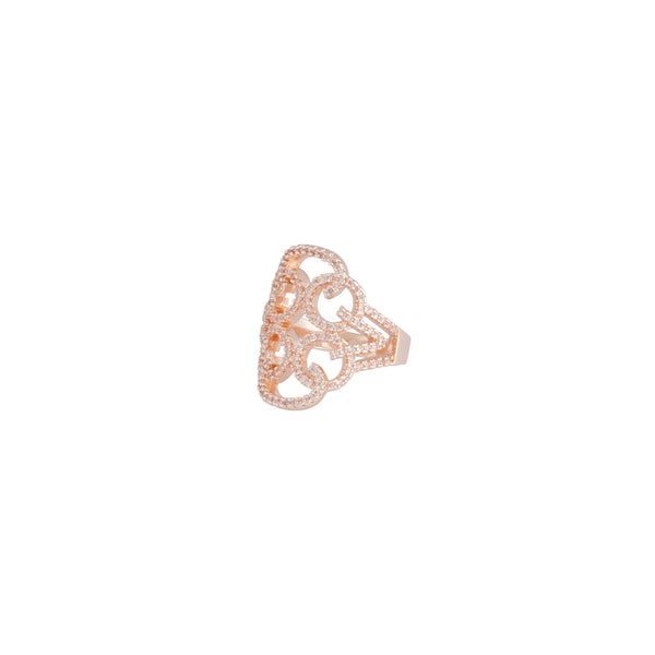 Rose Gold Cubic Zirconia Filigree Loop Ring