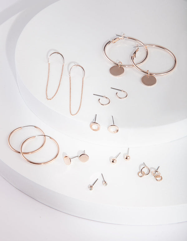 Rose Gold Chain Drop Earring 9 Pack