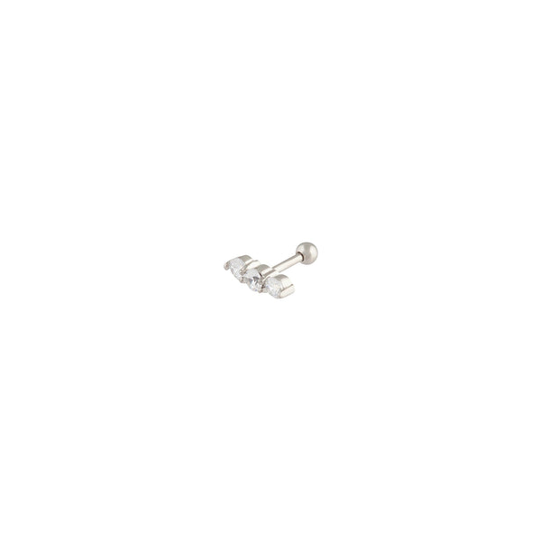 Silver Surgical Steel 3-Stone Barbell Earrings