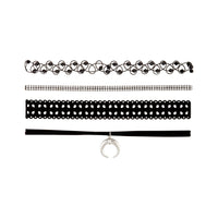 Rhodium Crescent Tattoo Choker Necklaces - link has visual effect only