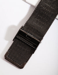 Gunmetal Sleek Mesh-Strap Watch - link has visual effect only