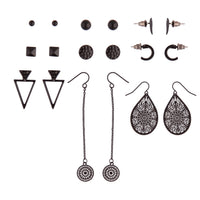 Black Filigree Textured Earring 9 Pack - link has visual effect only