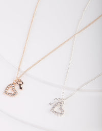 Best Friend Heart Lock Necklace Pack - link has visual effect only