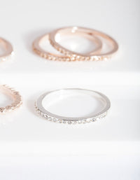 Rose Gold Silver Textured Ring Pack - link has visual effect only