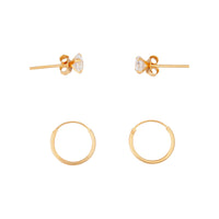 Gold Plated Sterling Silver Diamante Stud And Hoop Pack - link has visual effect only