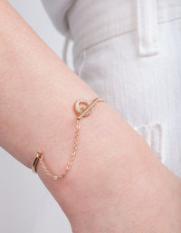 Gold Diamante Link Cuff Bracelet - link has visual effect only