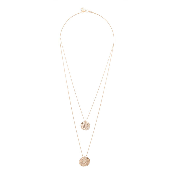 Gold Double Row Coin Charm Necklace
