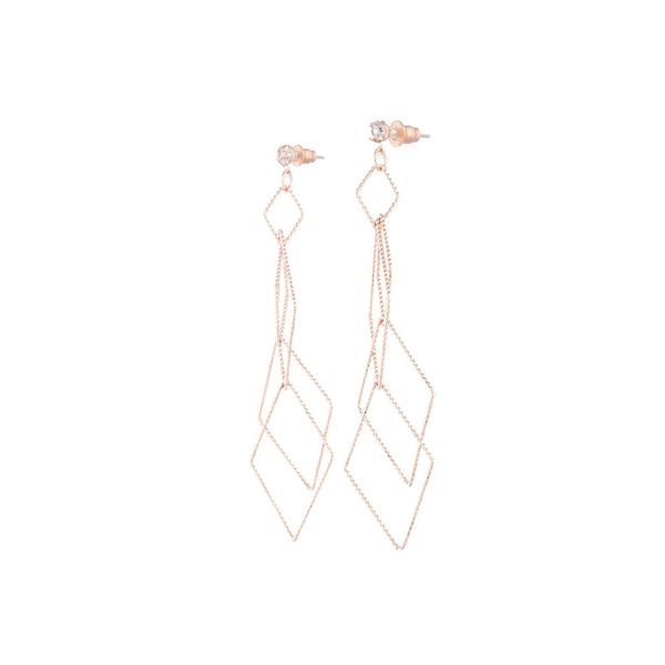 Rose Gold Fine Diamond Diamante Cut Earrings