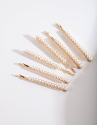 Gold Pearl Hair Pin 6 Pack - link has visual effect only