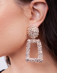 Textured Rose Gold Drop Earrings - link has visual effect only